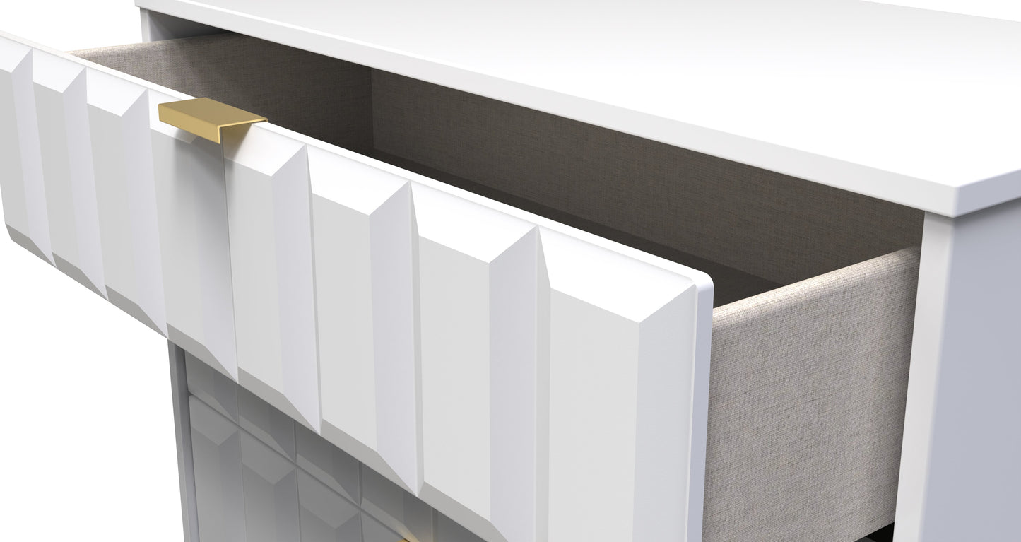 Cube Tall Chest of Drawers White 5 Drawers 109cm