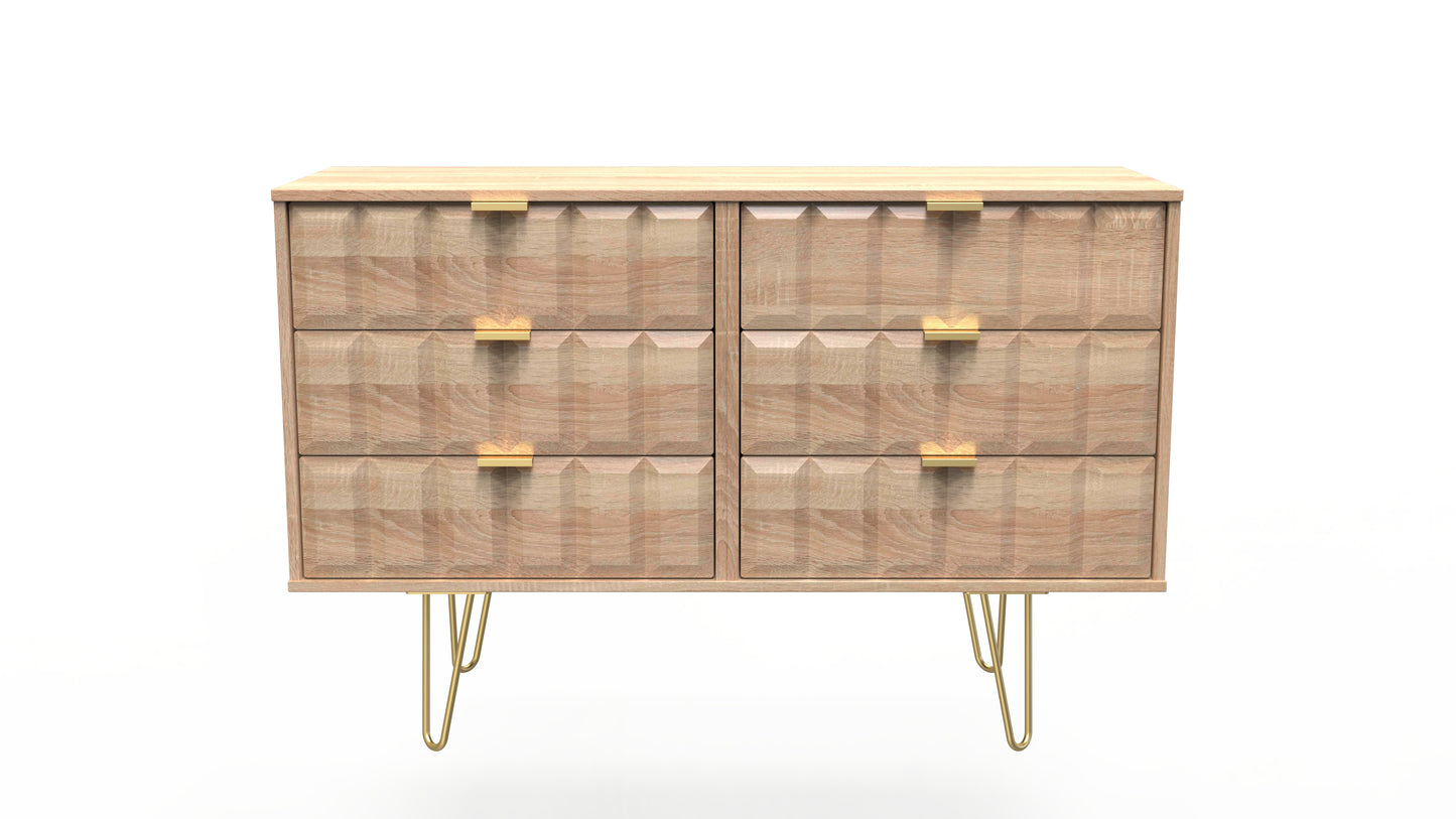 Cube Large Chest of Drawers Oak 6 Drawers 115cm