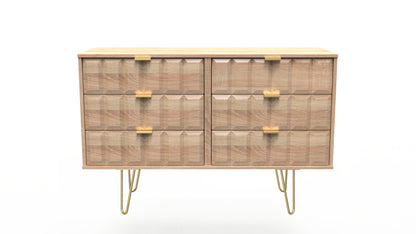 Cube Large Chest of Drawers Oak 6 Drawers 115cm