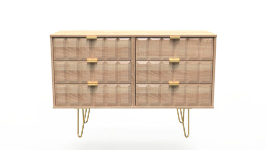Cube Large Chest of Drawers Oak 6 Drawers 115cm