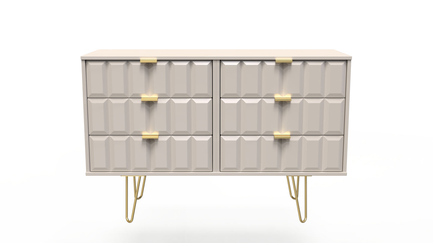 Cube Large Chest of Drawers Off-White 6 Drawers 115cm