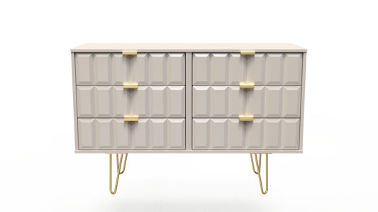 Cube Large Chest of Drawers Off-White 6 Drawers 115cm