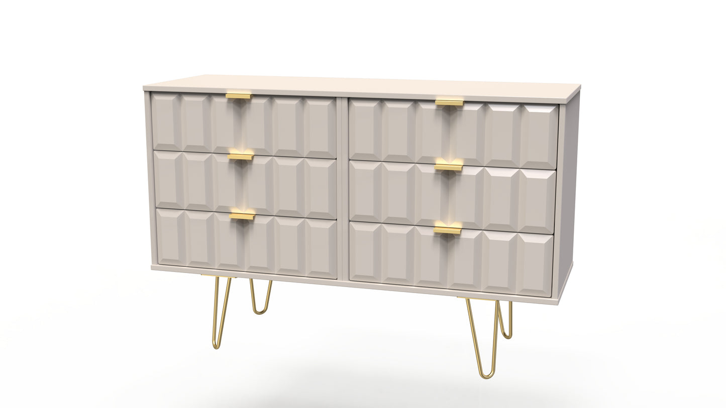 Cube Large Chest of Drawers Off-White 6 Drawers 115cm