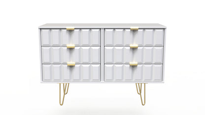 Cube Large Chest of Drawers White 6 Drawers 115cm