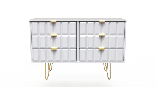 Cube Large Chest of Drawers White 6 Drawers 115cm