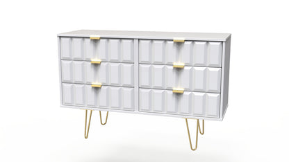 Cube Large Chest of Drawers White 6 Drawers 115cm