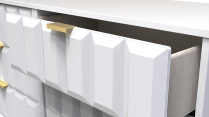 Cube Large Chest of Drawers White 6 Drawers 115cm