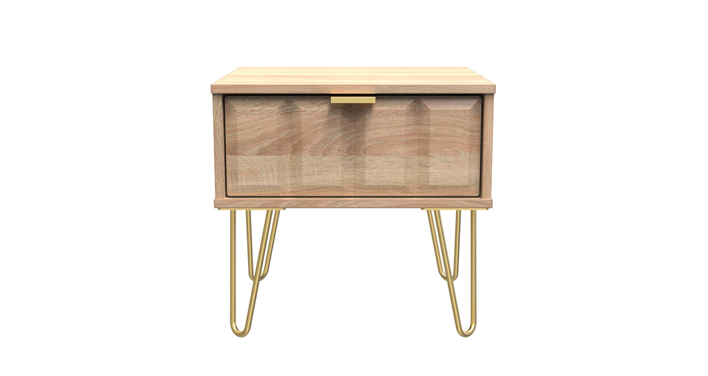 Cube Bedside Table Oak 1 Drawer 45cm