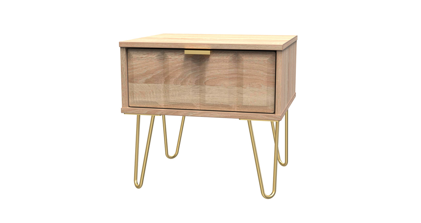Cube Bedside Table Oak 1 Drawer 45cm