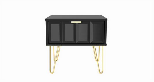 Cube Bedside Table Black 1 Drawer 45cm