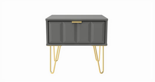 Cube Bedside Table Grey 1 Drawer 45cm
