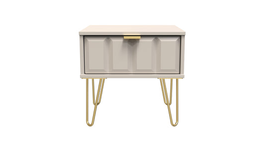 Cube Bedside Table Off-White 1 Drawer 45cm