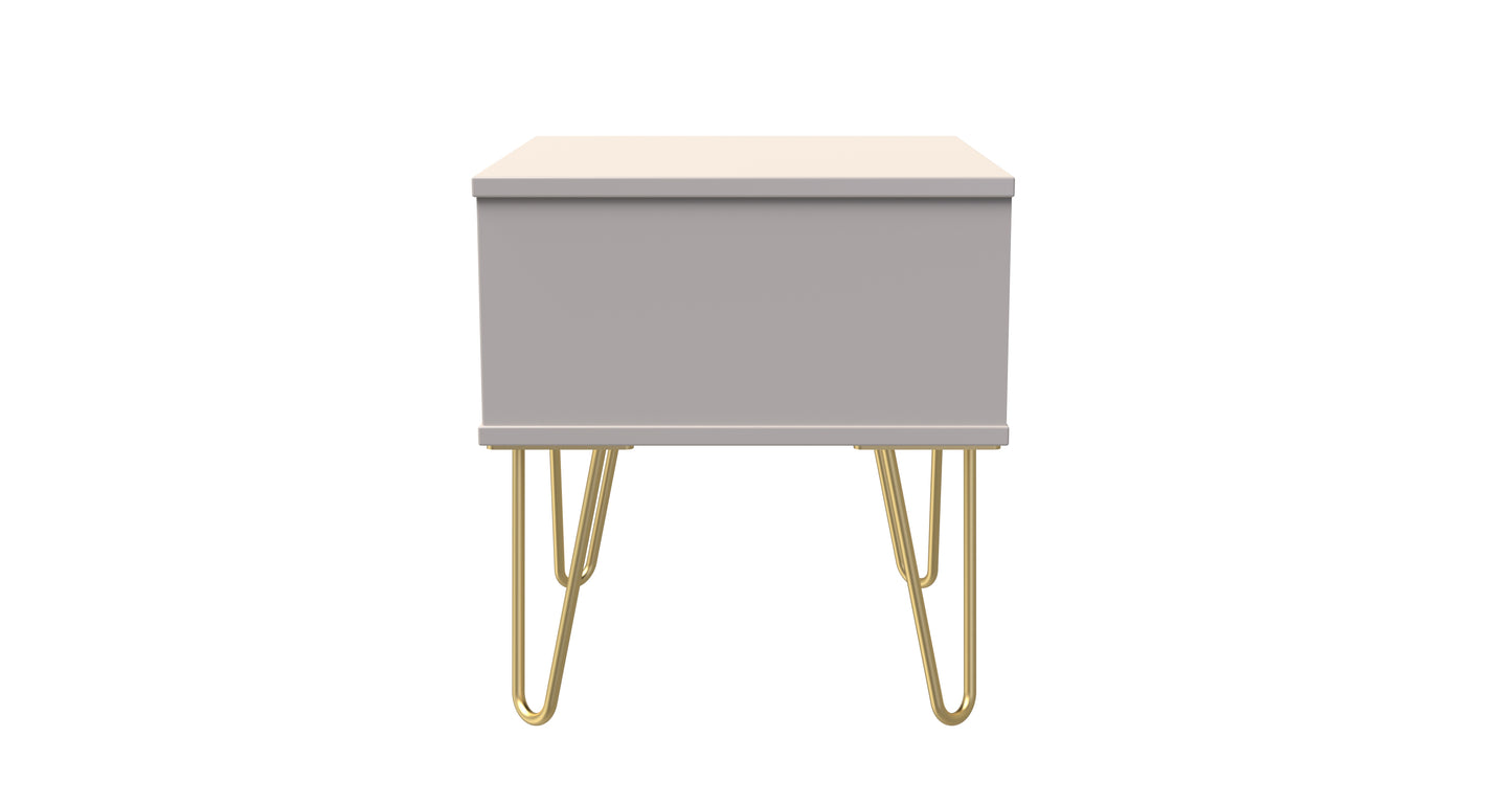 Cube Bedside Table Off-White 1 Drawer 45cm