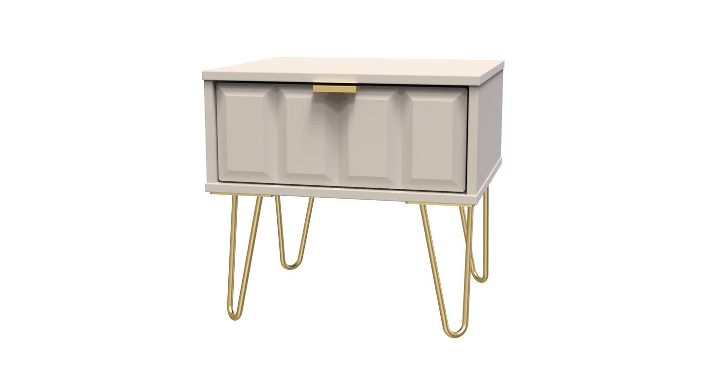 Cube Bedside Table Off-White 1 Drawer 45cm