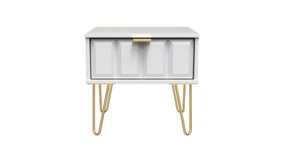 Cube Bedside Table White 1 Drawer 45cm