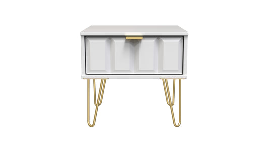 Cube Bedside Table White 1 Drawer 45cm