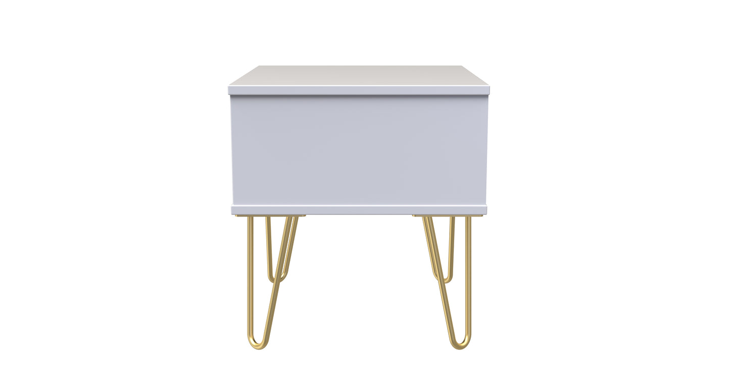 Cube Bedside Table White 1 Drawer 45cm