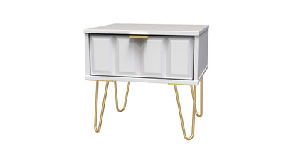 Cube Bedside Table White 1 Drawer 45cm