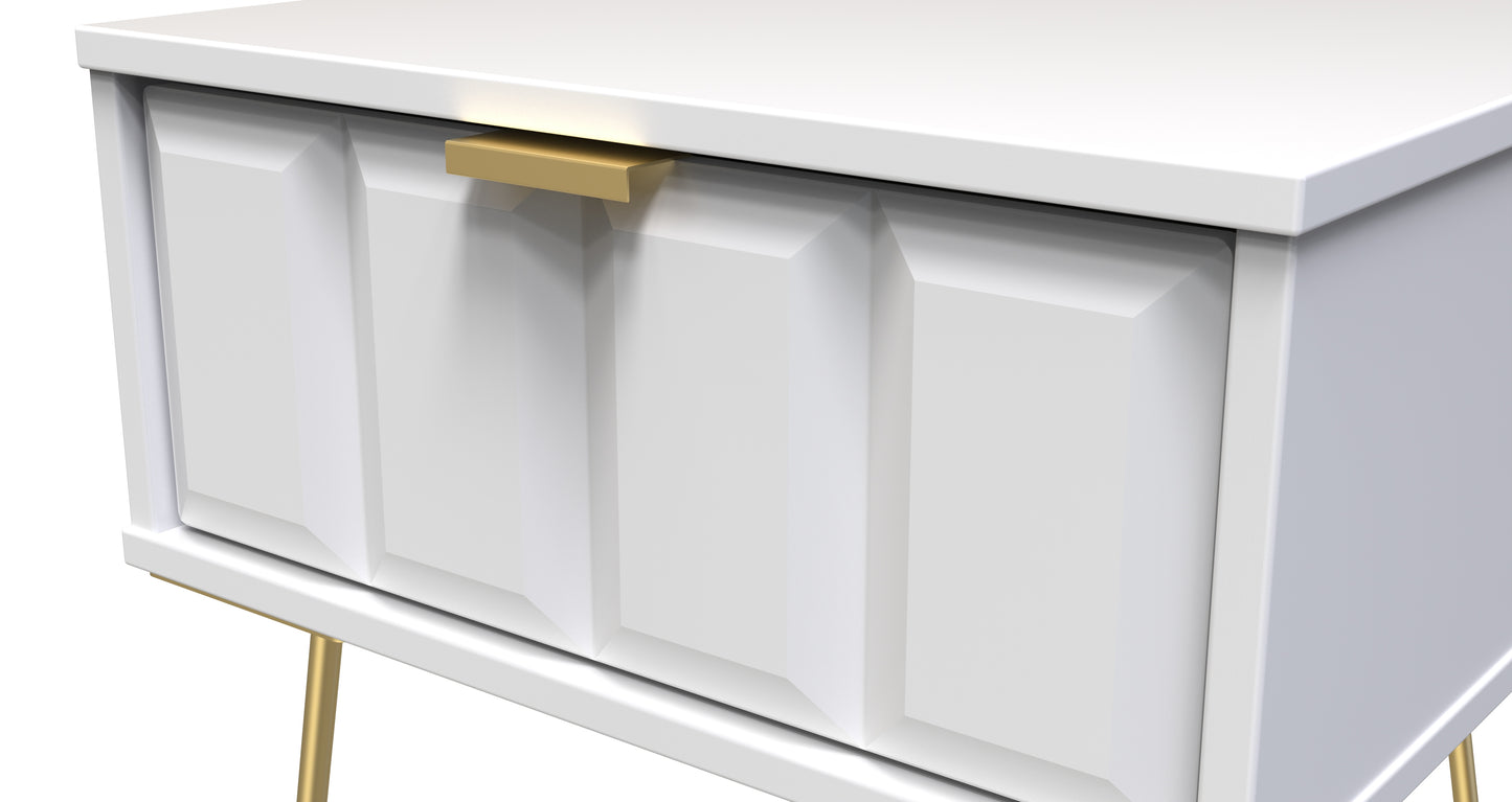 Cube Bedside Table White 1 Drawer 45cm