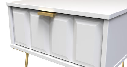 Cube Bedside Table White 1 Drawer 45cm