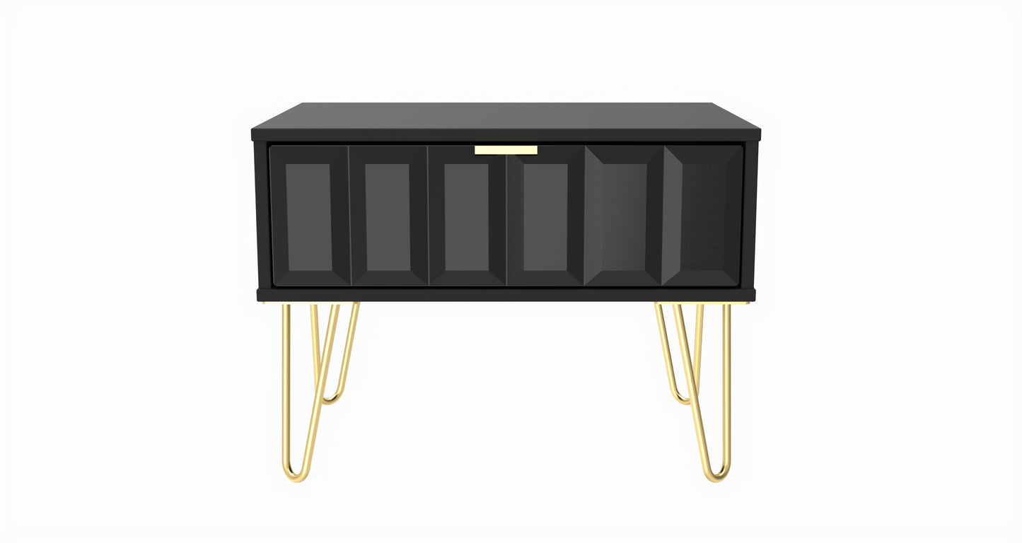 Cube Side Table Black 1 Drawer 58cm