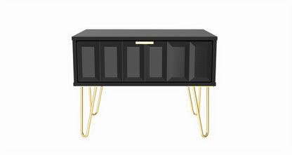 Cube Side Table Black 1 Drawer 58cm