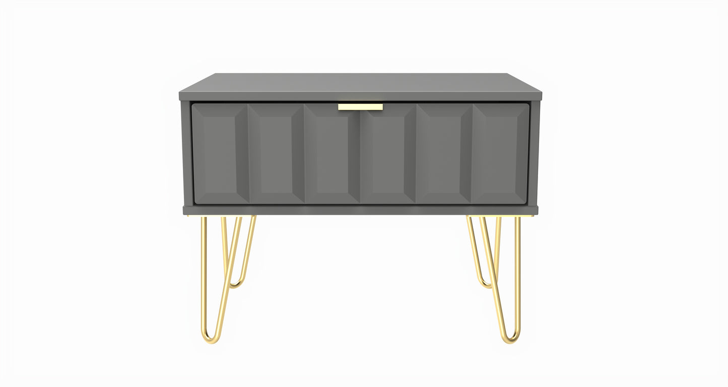 Cube Side Table Grey 1 Drawer 58cm