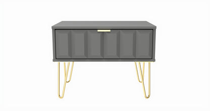 Cube Side Table Grey 1 Drawer 58cm