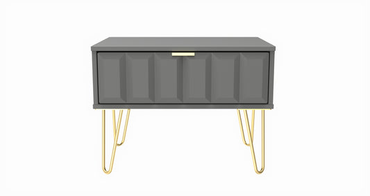 Cube Side Table Grey 1 Drawer 58cm