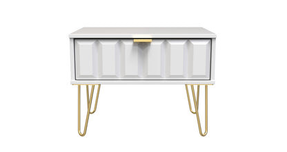 Cube Side Table White 1 Drawer 58cm