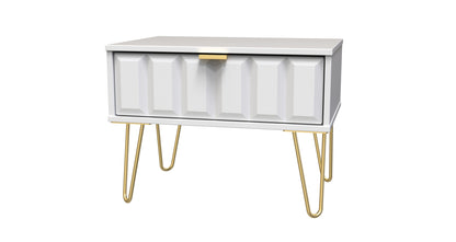 Cube Side Table White 1 Drawer 58cm