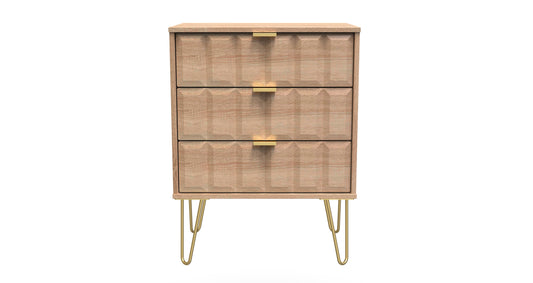 Cube Chest of Drawers Oak 3 Drawers 76cm