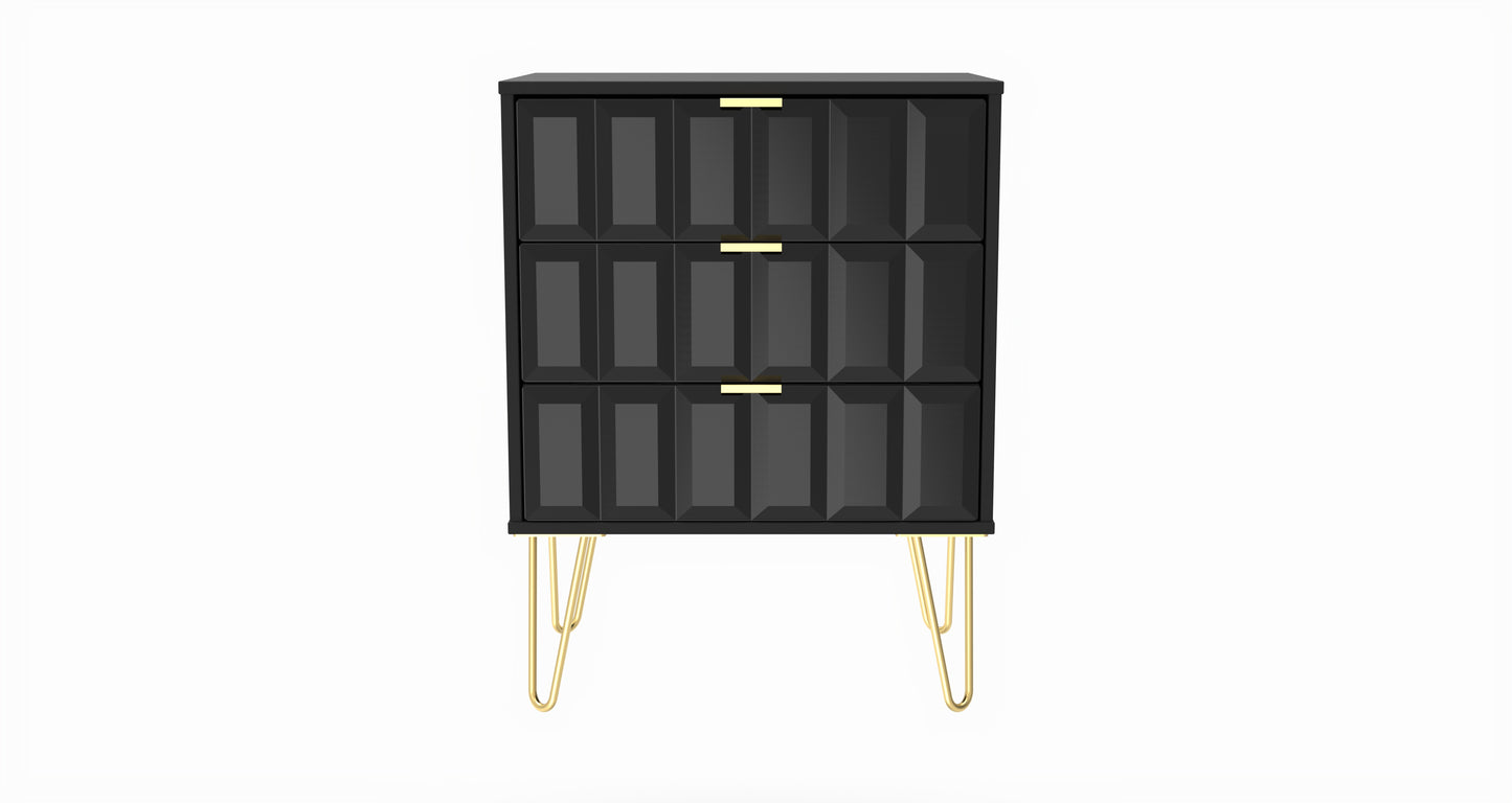 Cube Chest of Drawers Black 3 Drawers 76cm