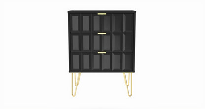 Cube Chest of Drawers Black 3 Drawers 76cm