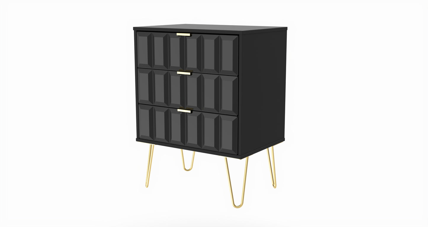 Cube Chest of Drawers Black 3 Drawers 76cm