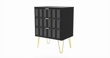 Cube Chest of Drawers Black 3 Drawers 76cm