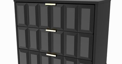 Cube Chest of Drawers Black 3 Drawers 76cm