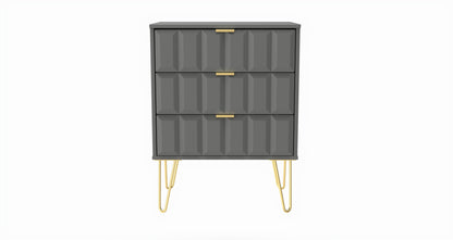 Cube Chest of Drawers Grey 3 Drawers 76cm