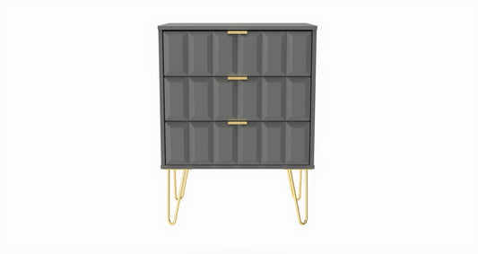Cube Chest of Drawers Grey 3 Drawers 76cm