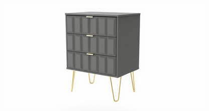 Cube Chest of Drawers Grey 3 Drawers 76cm