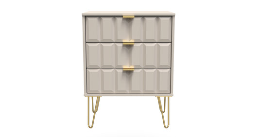 Cube Chest of Drawers Off-White 3 Drawers 76cm