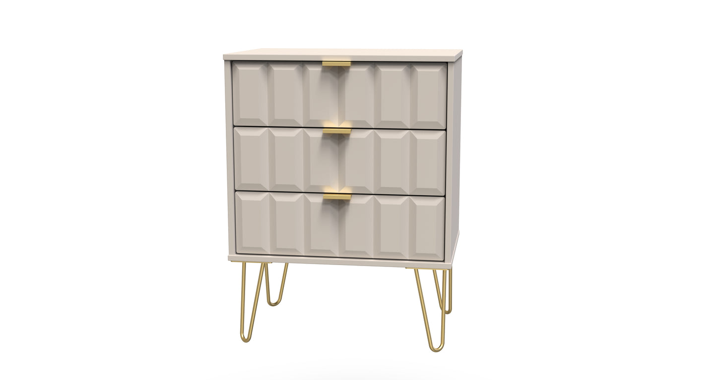 Cube Chest of Drawers Off-White 3 Drawers 76cm