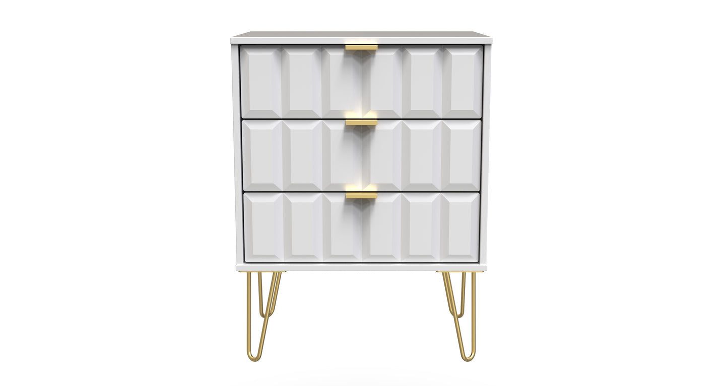 Cube Chest of Drawers White 3 Drawers 76cm