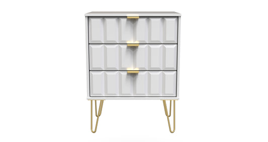 Cube Chest of Drawers White 3 Drawers 76cm