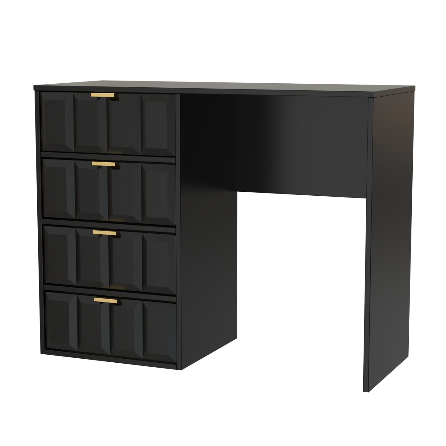 Cube Desk Black 4 Drawers 97cm