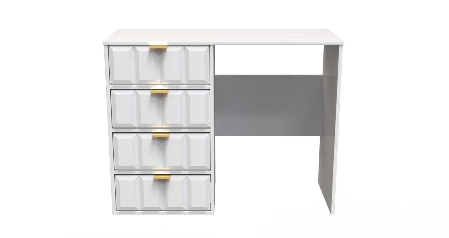 Cube Desk White 4 Drawers 97cm
