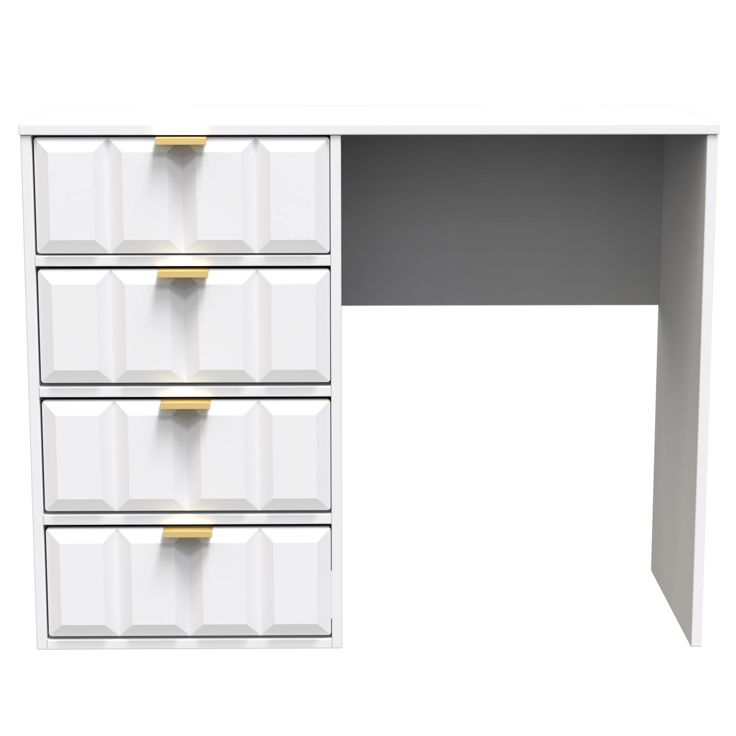 Cube Desk White 4 Drawers 97cm