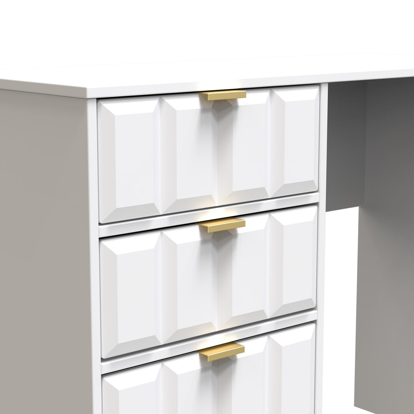 Cube Desk White 4 Drawers 97cm