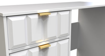 Cube Desk White 4 Drawers 97cm
