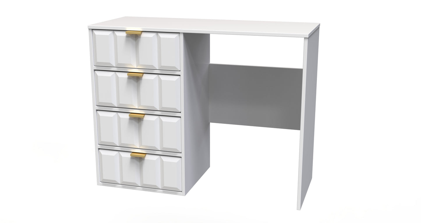 Cube Desk White 4 Drawers 97cm